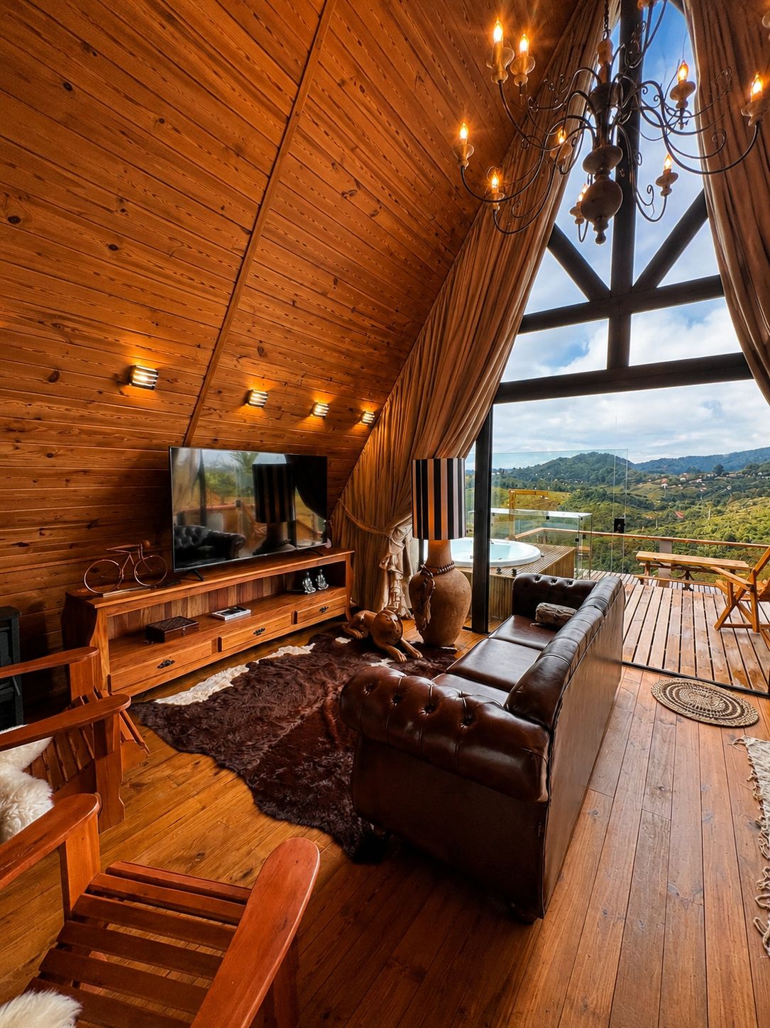 Espreguiçadeira com vista para o ofurô